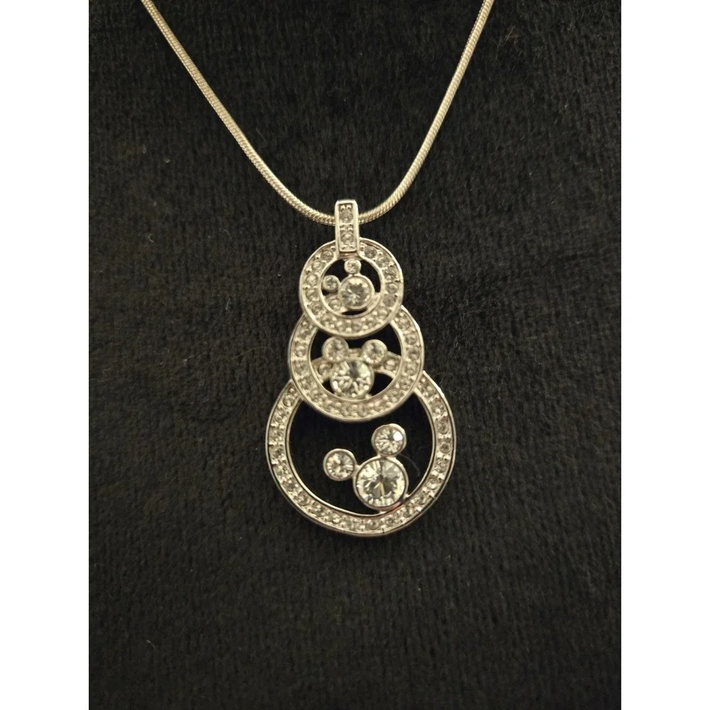 Disney Parks x Arribas Brothers 3 Circle Mickey Mouse Icons Silver Tone Necklace